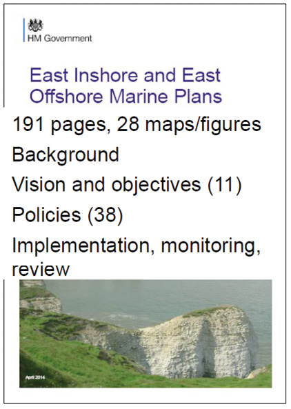 Number of maps for UK East Inshore and East Offshore Marine Plans.
